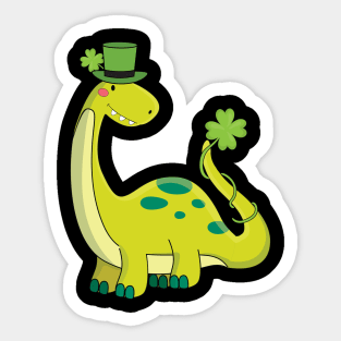 Dinosaur St Patricks Day Dino Kids with Shamrock Sticker